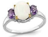 Amethyst and Created Opal Ring 1.35 Carats (ctw) in Sterling Silver